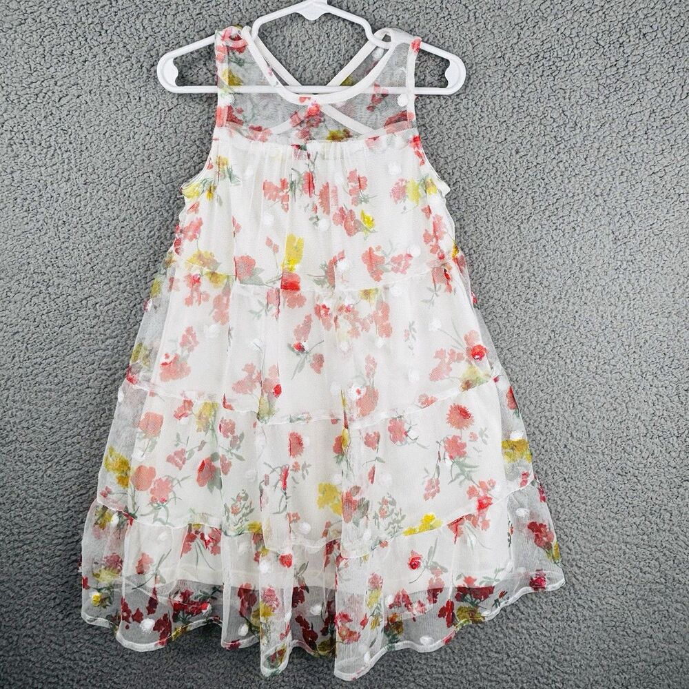 Ava & Yelly Girls 6 Party Dress White Floral Sleeveless